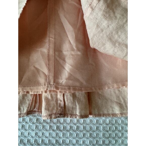 6 for 20 LOFT Pale Peach 100% Linen A-Line Pleated Zip Back Mini Lined Skirt 12 - Picture 4 of 7